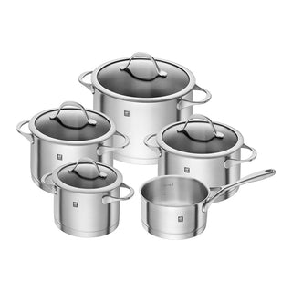 Zwilling Essence Cookware Set of 9 pieces - 5 pots - 4 lids Steel - Buy now on ShopDecor - Discover the best products by ZWILLING design