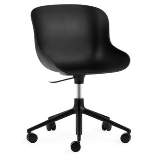 Normann Copenhagen Hyg polypropylene swivel chair with 5 wheels, black aluminium legs and gas lift - Buy now on ShopDecor - Discover the best products by NORMANN COPENHAGEN design