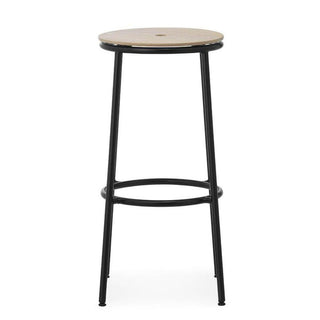 Normann Copenhagen Circa black steel stool with oak seat h. 75 cm. - Buy now on ShopDecor - Discover the best products by NORMANN COPENHAGEN design