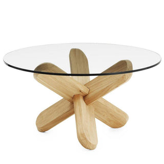 Normann Copenhagen Ding table with transparent glass top diam. 75 cm and wood legs Normann Copenhagen Ding Oak - Buy now on ShopDecor - Discover the best products by NORMANN COPENHAGEN design