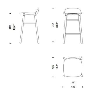 Normann Copenhagen Form oak bar stool with polypropylene seat h. 65 cm. - Buy now on ShopDecor - Discover the best products by NORMANN COPENHAGEN design