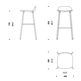 Normann Copenhagen Form steel bar stool with polypropylene seat h. 75 cm. - Buy now on ShopDecor - Discover the best products by NORMANN COPENHAGEN design