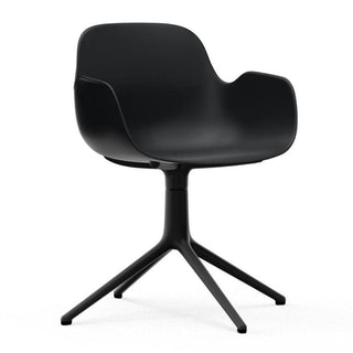 Normann Copenhagen Form polypropylene swivel armchair with 4 black aluminium legs Normann Copenhagen Form Black - Buy now on ShopDecor - Discover the best products by NORMANN COPENHAGEN design