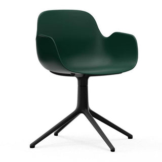 Normann Copenhagen Form polypropylene swivel armchair with 4 black aluminium legs Normann Copenhagen Form Green - Buy now on ShopDecor - Discover the best products by NORMANN COPENHAGEN design