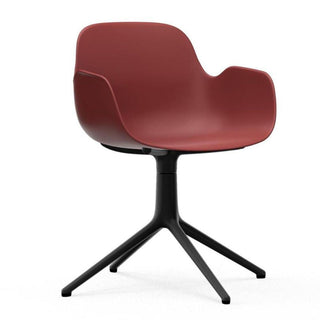 Normann Copenhagen Form polypropylene swivel armchair with 4 black aluminium legs Normann Copenhagen Form Red - Buy now on ShopDecor - Discover the best products by NORMANN COPENHAGEN design