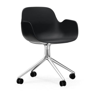 Normann Copenhagen Form polypropylene swivel armchair with 4 wheels, aluminium legs Normann Copenhagen Form Black - Buy now on ShopDecor - Discover the best products by NORMANN COPENHAGEN design