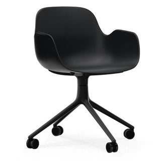 Normann Copenhagen Form polypropylene swivel armchair with 4 wheels, black aluminium legs Normann Copenhagen Form Black - Buy now on ShopDecor - Discover the best products by NORMANN COPENHAGEN design