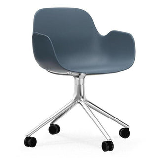 Normann Copenhagen Form polypropylene swivel armchair with 4 wheels, aluminium legs Normann Copenhagen Form Blue - Buy now on ShopDecor - Discover the best products by NORMANN COPENHAGEN design