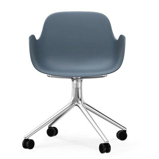 Normann Copenhagen Form polypropylene swivel armchair with 4 wheels, aluminium legs - Buy now on ShopDecor - Discover the best products by NORMANN COPENHAGEN design