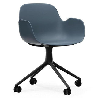 Normann Copenhagen Form polypropylene swivel armchair with 4 wheels, black aluminium legs Normann Copenhagen Form Blue - Buy now on ShopDecor - Discover the best products by NORMANN COPENHAGEN design