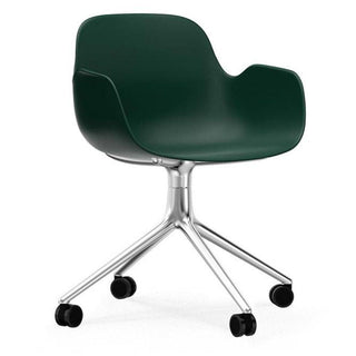 Normann Copenhagen Form polypropylene swivel armchair with 4 wheels, aluminium legs Normann Copenhagen Form Green - Buy now on ShopDecor - Discover the best products by NORMANN COPENHAGEN design