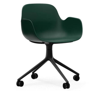 Normann Copenhagen Form polypropylene swivel armchair with 4 wheels, black aluminium legs Normann Copenhagen Form Green - Buy now on ShopDecor - Discover the best products by NORMANN COPENHAGEN design