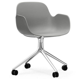 Normann Copenhagen Form polypropylene swivel armchair with 4 wheels, aluminium legs Normann Copenhagen Form Grey - Buy now on ShopDecor - Discover the best products by NORMANN COPENHAGEN design