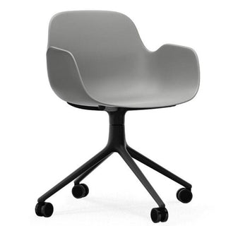 Normann Copenhagen Form polypropylene swivel armchair with 4 wheels, black aluminium legs Normann Copenhagen Form Grey - Buy now on ShopDecor - Discover the best products by NORMANN COPENHAGEN design