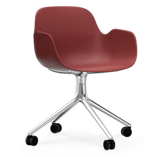 Normann Copenhagen Form polypropylene swivel armchair with 4 wheels, aluminium legs Normann Copenhagen Form Red - Buy now on ShopDecor - Discover the best products by NORMANN COPENHAGEN design