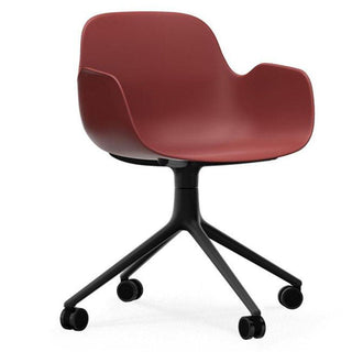 Normann Copenhagen Form polypropylene swivel armchair with 4 wheels, black aluminium legs Normann Copenhagen Form Red - Buy now on ShopDecor - Discover the best products by NORMANN COPENHAGEN design