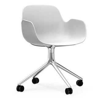 Normann Copenhagen Form polypropylene swivel armchair with 4 wheels, aluminium legs Normann Copenhagen Form White - Buy now on ShopDecor - Discover the best products by NORMANN COPENHAGEN design