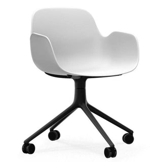 Normann Copenhagen Form polypropylene swivel armchair with 4 wheels, black aluminium legs Normann Copenhagen Form White - Buy now on ShopDecor - Discover the best products by NORMANN COPENHAGEN design