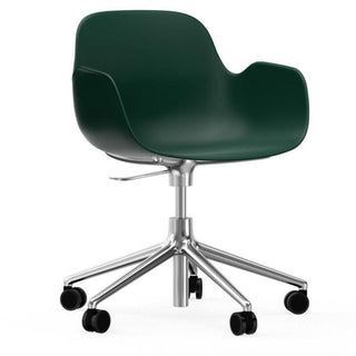 Normann Copenhagen Form polypropylene swivel armchair with 5 wheels, aluminium legs and gas lift Normann Copenhagen Form Green - Buy now on ShopDecor - Discover the best products by NORMANN COPENHAGEN design