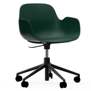 Normann Copenhagen Form polypropylene swivel armchair with 5 wheels, black aluminium legs and gas lift Normann Copenhagen Form Green - Buy now on ShopDecor - Discover the best products by NORMANN COPENHAGEN design