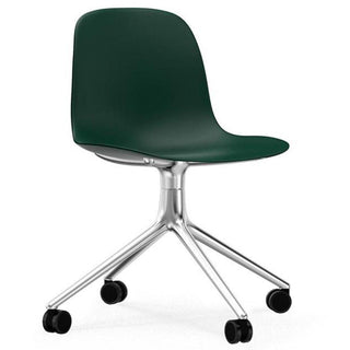 Normann Copenhagen Form polypropylene swivel chair with 4 wheels, aluminium legs Normann Copenhagen Form Green - Buy now on ShopDecor - Discover the best products by NORMANN COPENHAGEN design