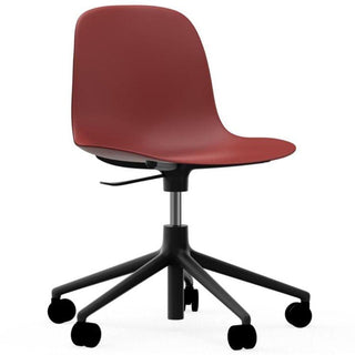 Normann Copenhagen Form polypropylene swivel chair with 5 wheels, black aluminium legs and gas lift Normann Copenhagen Form Red - Buy now on ShopDecor - Discover the best products by NORMANN COPENHAGEN design