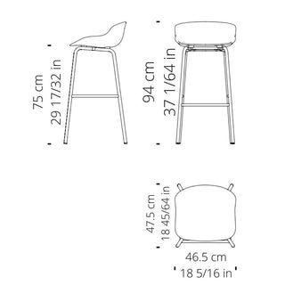 Normann Copenhagen Hyg steel bar stool with polypropylene seat h. 75 cm. - Buy now on ShopDecor - Discover the best products by NORMANN COPENHAGEN design