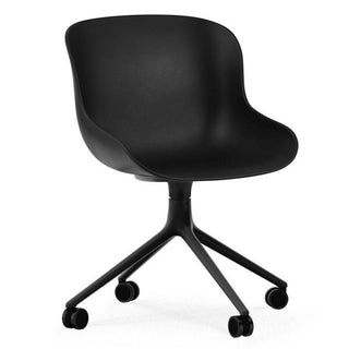 Normann Copenhagen Hyg polypropylene swivel chair with 4 wheels, black aluminium legs Normann Copenhagen Hyg Black - Buy now on ShopDecor - Discover the best products by NORMANN COPENHAGEN design