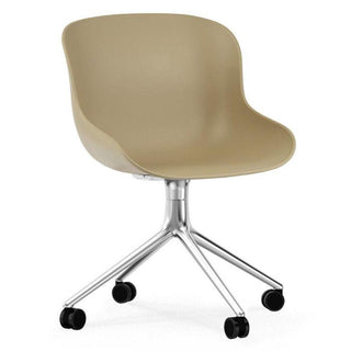 Normann Copenhagen Hyg polypropylene swivel chair with 4 wheels, aluminium legs Normann Copenhagen Hyg Sand - Buy now on ShopDecor - Discover the best products by NORMANN COPENHAGEN design