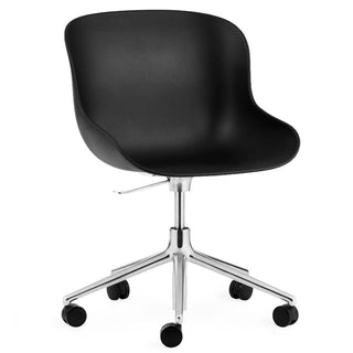 Normann Copenhagen Hyg polypropylene swivel chair with 5 wheels, aluminium legs and gas lift Normann Copenhagen Hyg Black - Buy now on ShopDecor - Discover the best products by NORMANN COPENHAGEN design