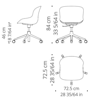 Normann Copenhagen Hyg polypropylene swivel chair with 5 wheels, black aluminium legs and gas lift - Buy now on ShopDecor - Discover the best products by NORMANN COPENHAGEN design