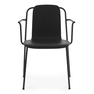 Normann Copenhagen Studio oak stackable armchair with black steel legs - Buy now on ShopDecor - Discover the best products by NORMANN COPENHAGEN design