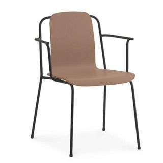 Normann Copenhagen Studio oak stackable armchair with black steel legs Normann Copenhagen Studio Brown Oak - Buy now on ShopDecor - Discover the best products by NORMANN COPENHAGEN design