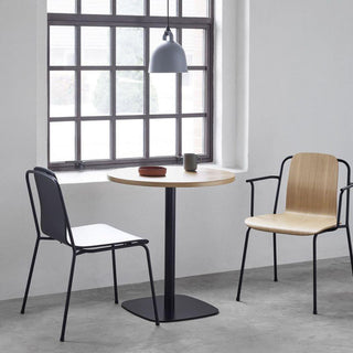 Normann Copenhagen Studio oak stackable armchair with black steel legs - Buy now on ShopDecor - Discover the best products by NORMANN COPENHAGEN design