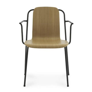 Normann Copenhagen Studio oak stackable armchair with black steel legs - Buy now on ShopDecor - Discover the best products by NORMANN COPENHAGEN design