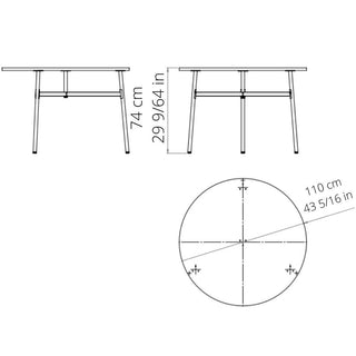 Normann Copenhagen Union table with laminate top diam. 110 cm, h. 74.5 cm. and steel legs - Buy now on ShopDecor - Discover the best products by NORMANN COPENHAGEN design