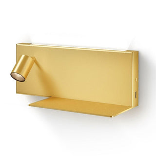 Panzeri Jay wall lamp LED with right shelf by Studio Tecnico Panzeri Panzeri Satin brass - Buy now on ShopDecor - Discover the best products by PANZERI design