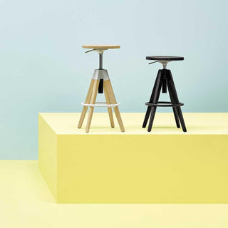 Pedrali Arki-Stool ARKW6 stool in oak wood with orange metal footrest - Buy now on ShopDecor - Discover the best products by PEDRALI design