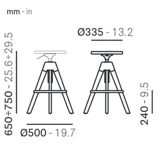 Pedrali Arki-Stool ARKW6 stool in oak wood with orange metal footrest - Buy now on ShopDecor - Discover the best products by PEDRALI design