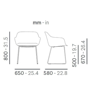 Pedrali Babila XL 2743R padded armchair in fabric with sled base - Buy now on ShopDecor - Discover the best products by PEDRALI design