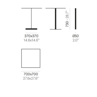 Pedrali Concrete 855 bar table with solid laminate top 70x70 cm. - Buy now on ShopDecor - Discover the best products by PEDRALI design