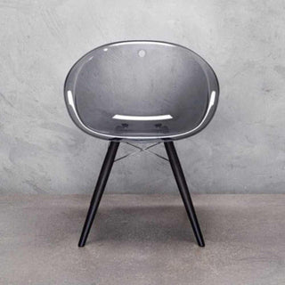 Pedrali Gliss 905 armchair in transparent smoked polycarbonate with black stained ash legs - Buy now on ShopDecor - Discover the best products by PEDRALI design