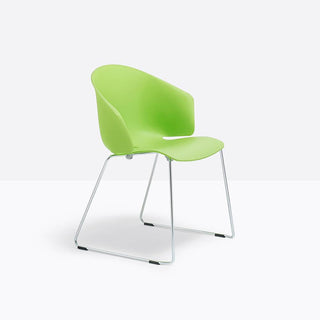 Pedrali Grace 411 armchair with chromed sled base Pedrali Light green VE - Buy now on ShopDecor - Discover the best products by PEDRALI design