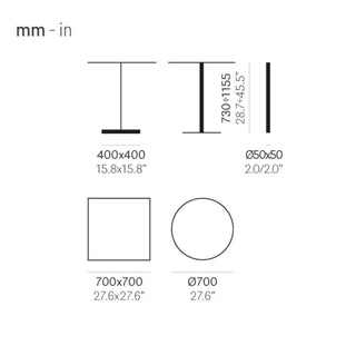 Pedrali Inox 4406H height adjustable table base brushed steel H.73-115.5 cm. - Buy now on ShopDecor - Discover the best products by PEDRALI design