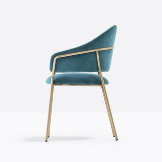 Pedrali Jazz 3716 padded armchair in velvet and antique brass structure - Buy now on ShopDecor - Discover the best products by PEDRALI design