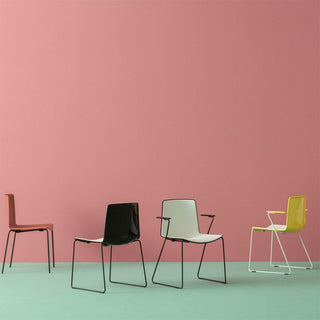 Pedrali Tweet 897 white chair with black backside and sled base - Buy now on ShopDecor - Discover the best products by PEDRALI design