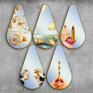 Seletti Toiletpaper Mirror Gold Frame Pear Trumpets - Buy now on ShopDecor - Discover the best products by TOILETPAPER HOME design